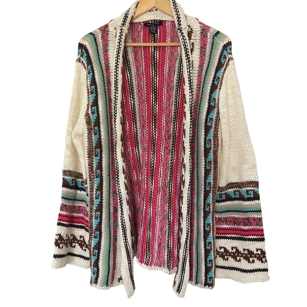 Boston Proper Women's Open Front Bohemian Cardigan Size Small